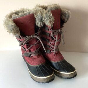 Northside Kathmandu Women's Size 10 Red Suede Boots 3M Insulated Faux Fur Trim